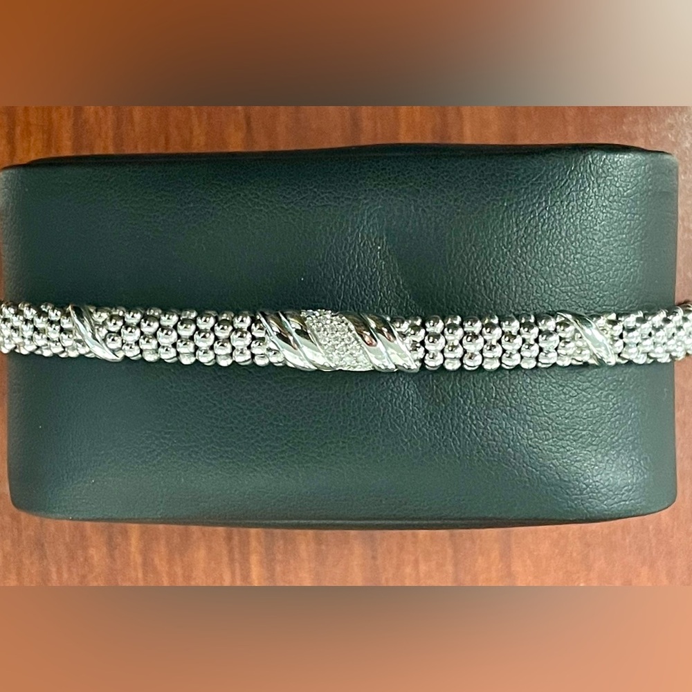 LAGOS CAVIAR Single Station Sterling Silver Diamond Bracelet | 6mm Bracelet